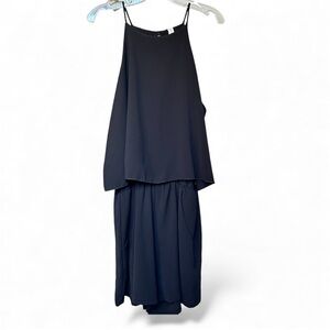 Elegant Tychee Black Halter Neck Sleeveless Mini Short Romper With Pockets Small